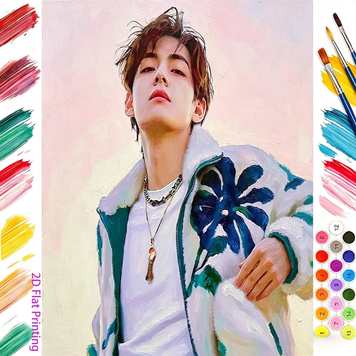 Korean Arts And Lifestyle - ชุดระบายสีตามตัวเลขสำหรับมืออาชีพ เหมาะสำหรับผู้เริ่มต้นที่เป็นผู้ใหญ่ - ขนาด 40x50 ซม.